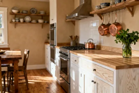Kitchen with Woodgrain laminate surfaces