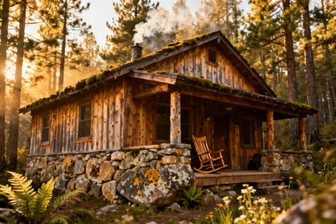 Mountain cabin with Woodgrain cedar siding