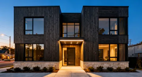 Townhouse with Woodgrain composite cladding