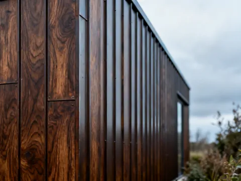 Woodgrain metal siding